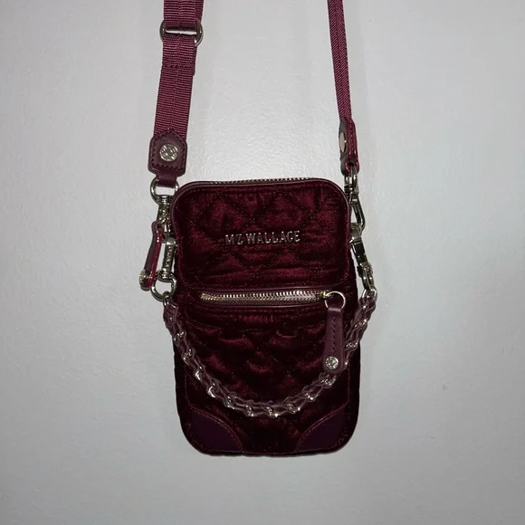 MZ Wallace Burgundy Velvet Crossbody Bag - Picture 6 of 8